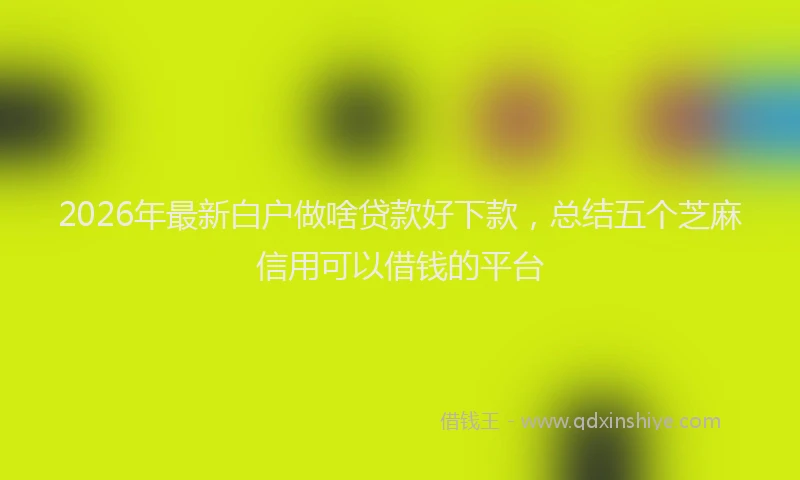 2026年最新白户做啥贷款好下款，总结五个芝麻信用可以借钱的平台