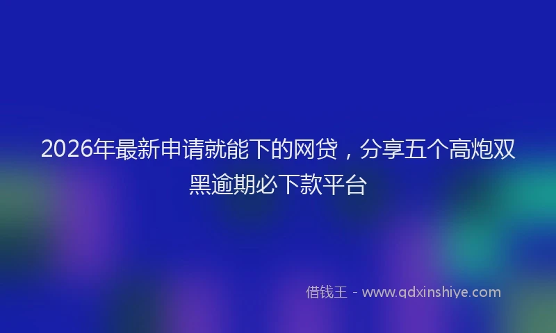 2026年最新申请就能下的网贷，分享五个高炮双黑逾期必下款平台