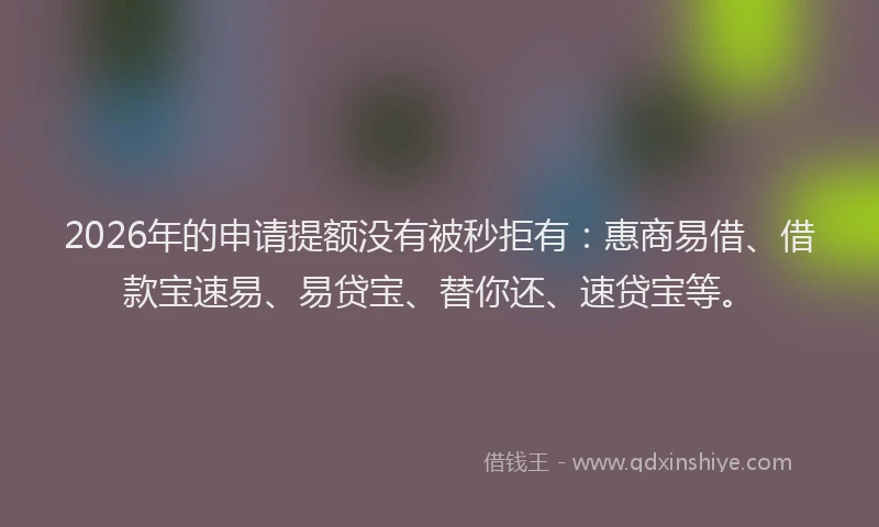 2026年的申请提额没有被秒拒有：惠商易借、借款宝速易、易贷宝、替你还、速贷宝等。