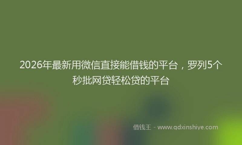 2026年最新用微信直接能借钱的平台，罗列5个秒批网贷轻松贷的平台