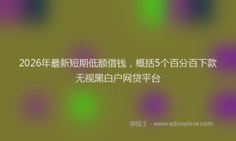 2026年最新短期低额借钱，概括5个百分百下款无视黑白户网贷平台