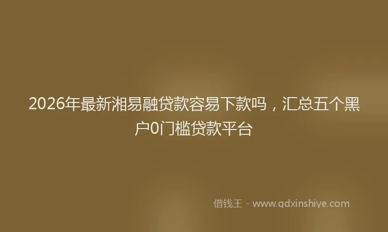2026年最新湘易融贷款容易下款吗，汇总五个黑户0门槛贷款平台