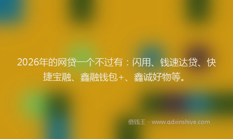 2026年的网贷一个不过有：闪用、钱速达贷、快捷宝融、鑫融钱包+、鑫诚好物等。