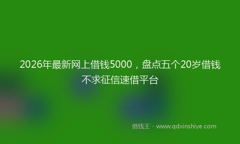 2026年最新网上借钱5000，盘点五个20岁借钱不求征信速借平台