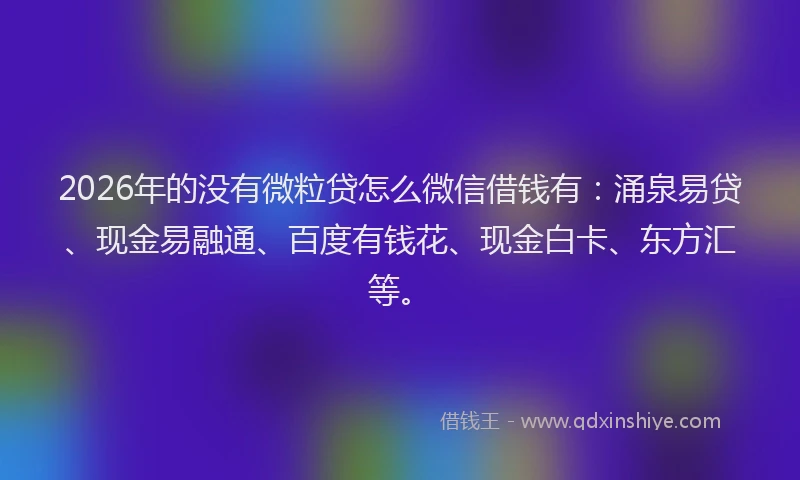 2026年的没有微粒贷怎么微信借钱有：涌泉易贷、现金易融通、百度有钱花、现金白卡、东方汇等。