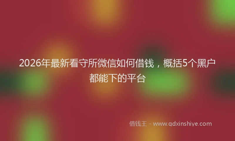 2026年最新看守所微信如何借钱，概括5个黑户都能下的平台