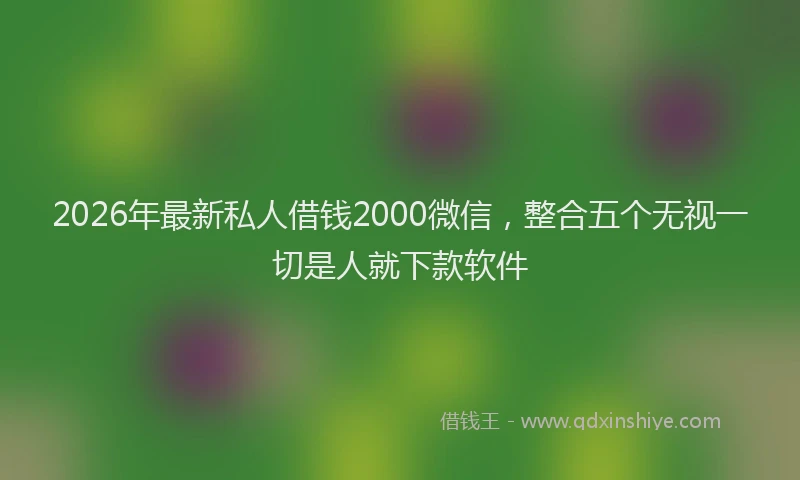 2026年最新私人借钱2000微信，整合五个无视一切是人就下款软件