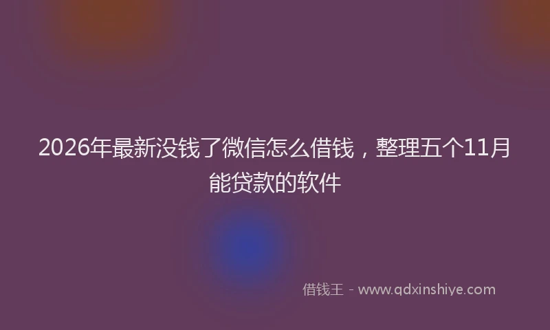 2026年最新没钱了微信怎么借钱，整理五个11月能贷款的软件