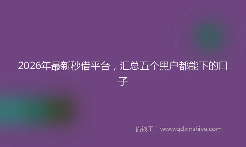 2026年最新秒借平台，汇总五个黑户都能下的口子