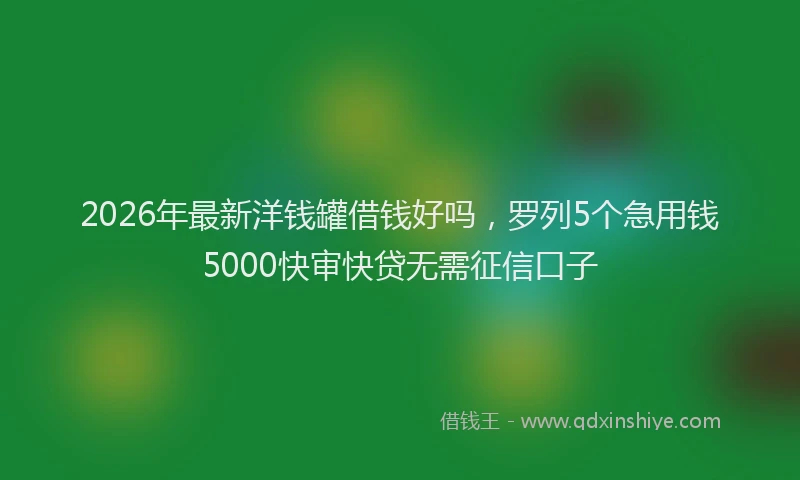 2026年最新洋钱罐借钱好吗，罗列5个急用钱5000快审快贷无需征信口子
