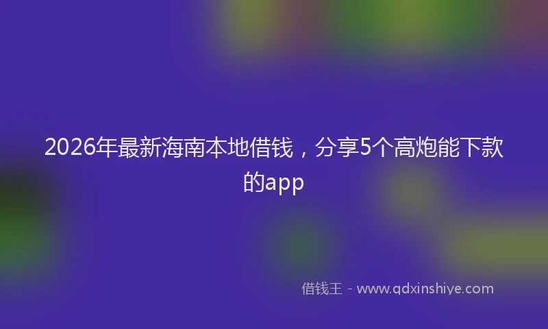 2026年最新海南本地借钱，分享5个高炮能下款的app
