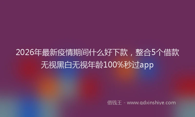 2026年最新疫情期间什么好下款，整合5个借款无视黑白无视年龄100%秒过app