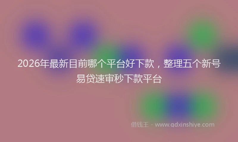 2026年最新目前哪个平台好下款，整理五个新号易贷速审秒下款平台