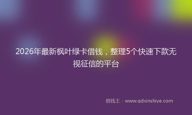 2026年最新枫叶绿卡借钱，整理5个快速下款无视征信的平台