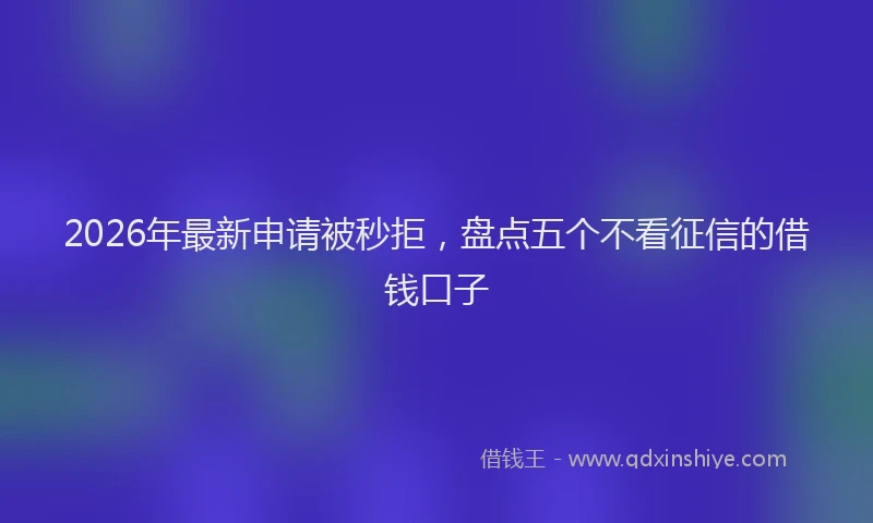 2026年最新申请被秒拒，盘点五个不看征信的借钱口子