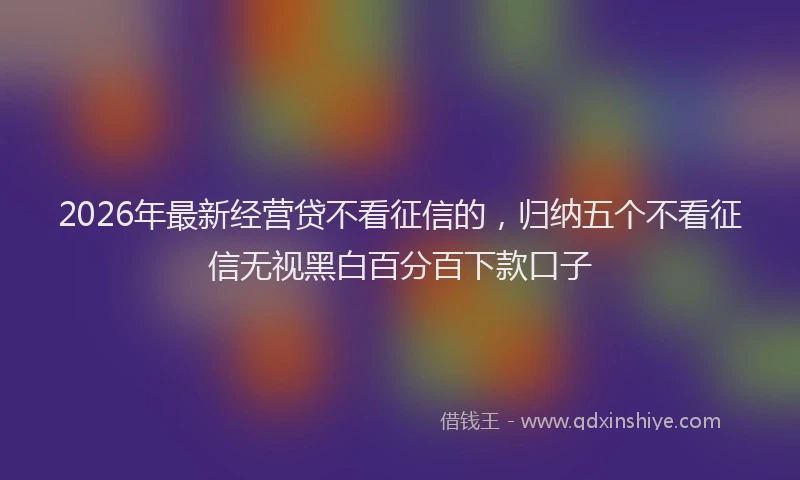 2026年最新经营贷不看征信的，归纳五个不看征信无视黑白百分百下款口子
