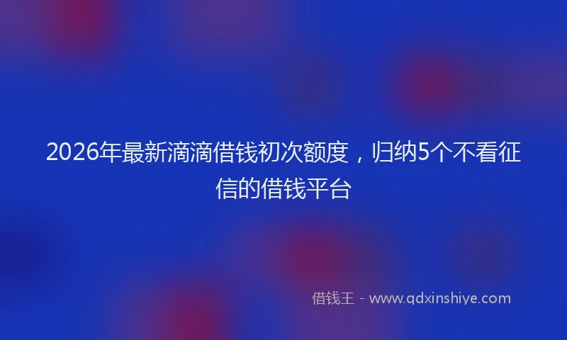 2026年最新滴滴借钱初次额度，归纳5个不看征信的借钱平台