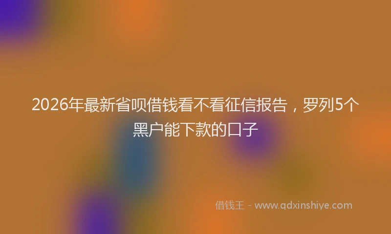 2026年最新省呗借钱看不看征信报告，罗列5个黑户能下款的口子