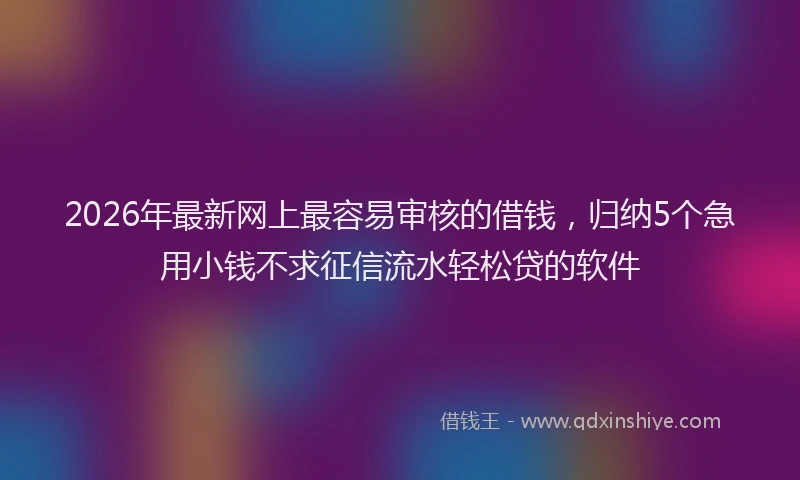 2026年最新网上最容易审核的借钱，归纳5个急用小钱不求征信流水轻松贷的软件