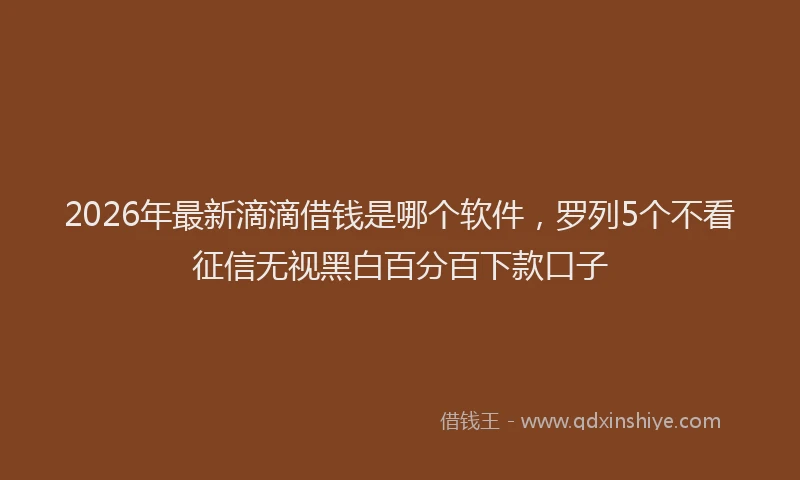 2026年最新滴滴借钱是哪个软件，罗列5个不看征信无视黑白百分百下款口子