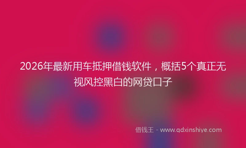 2026年最新用车抵押借钱软件，概括5个真正无视风控黑白的网贷口子
