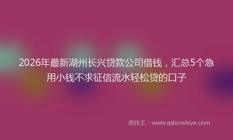 2026年最新湖州长兴贷款公司借钱，汇总5个急用小钱不求征信流水轻松贷的口子
