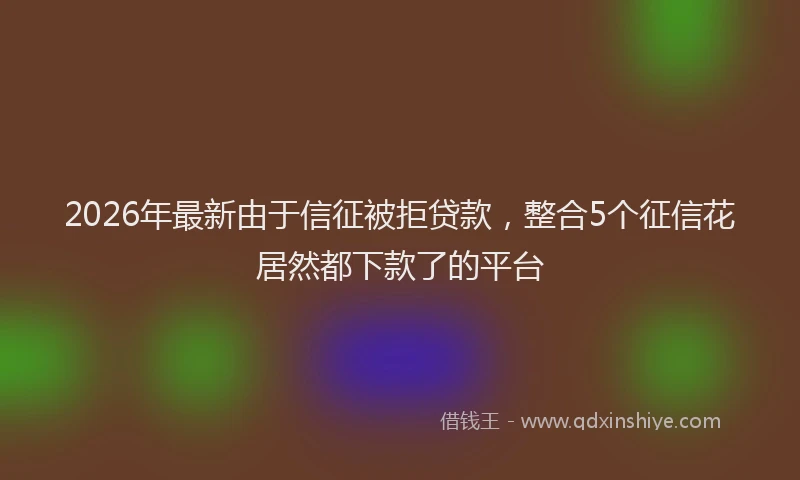 2026年最新由于信征被拒贷款，整合5个征信花居然都下款了的平台
