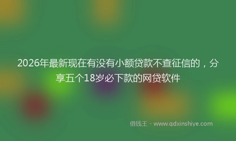 2026年最新现在有没有小额贷款不查征信的，分享五个18岁必下款的网贷软件
