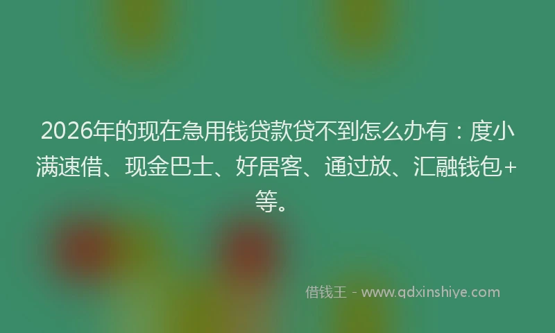 2026年的现在急用钱贷款贷不到怎么办有：度小满速借、现金巴士、好居客、通过放、汇融钱包+等。