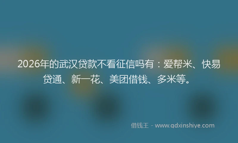 2026年的武汉贷款不看征信吗有：爱帮米、快易贷通、新一花、美团借钱、多米等。