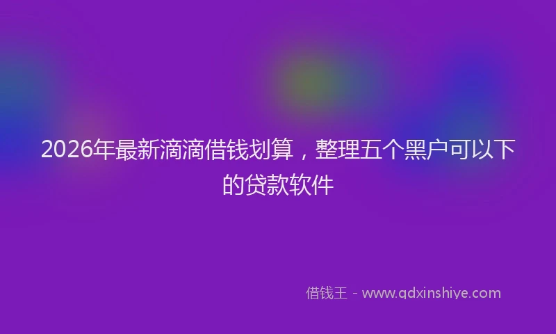 2026年最新滴滴借钱划算，整理五个黑户可以下的贷款软件