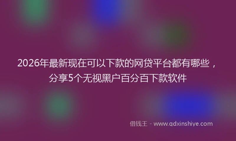 2026年最新现在可以下款的网贷平台都有哪些，分享5个无视黑户百分百下款软件