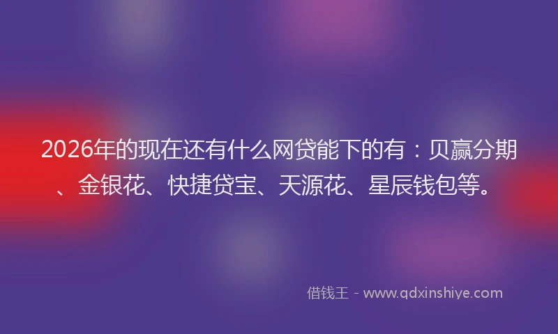 2026年的现在还有什么网贷能下的有：贝赢分期、金银花、快捷贷宝、天源花、星辰钱包等。