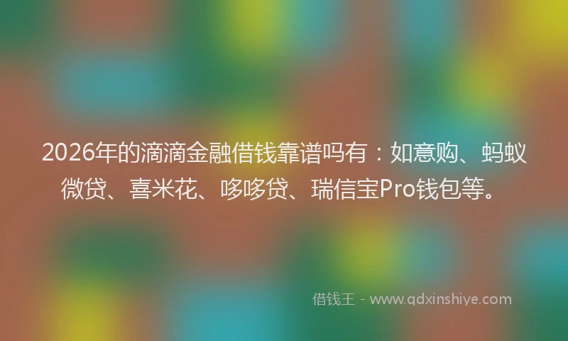 2026年的滴滴金融借钱靠谱吗有：如意购、蚂蚁微贷、喜米花、哆哆贷、瑞信宝Pro钱包等。