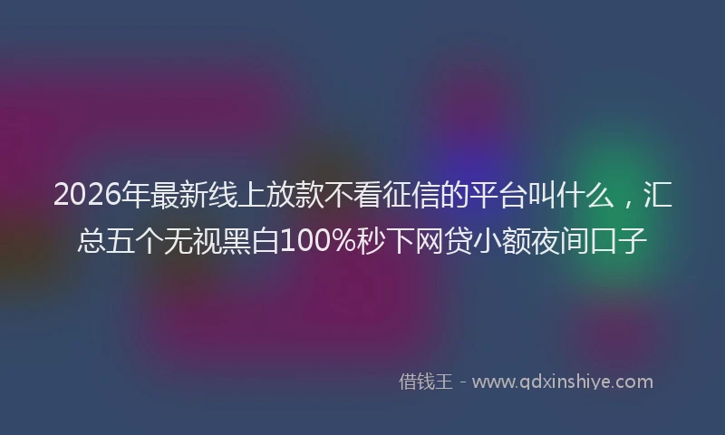 2026年最新线上放款不看征信的平台叫什么，汇总五个无视黑白100%秒下网贷小额夜间口子