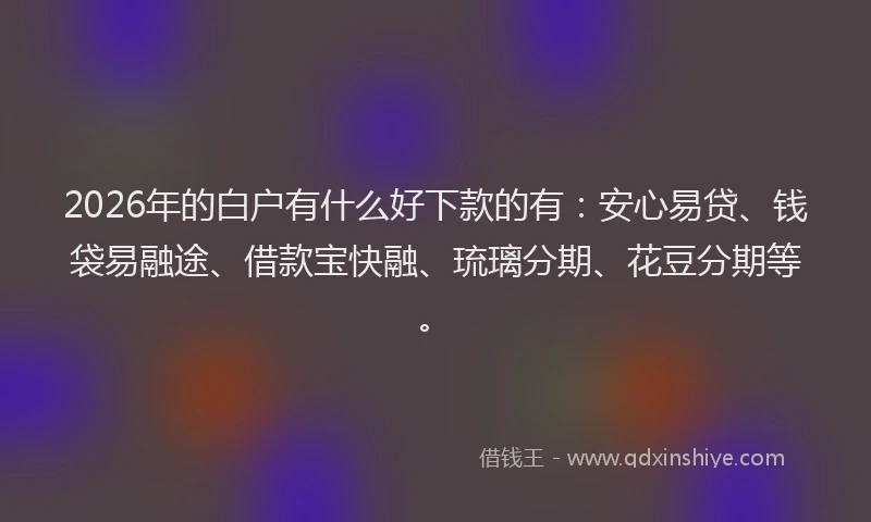 2026年的白户有什么好下款的有：安心易贷、钱袋易融途、借款宝快融、琉璃分期、花豆分期等。