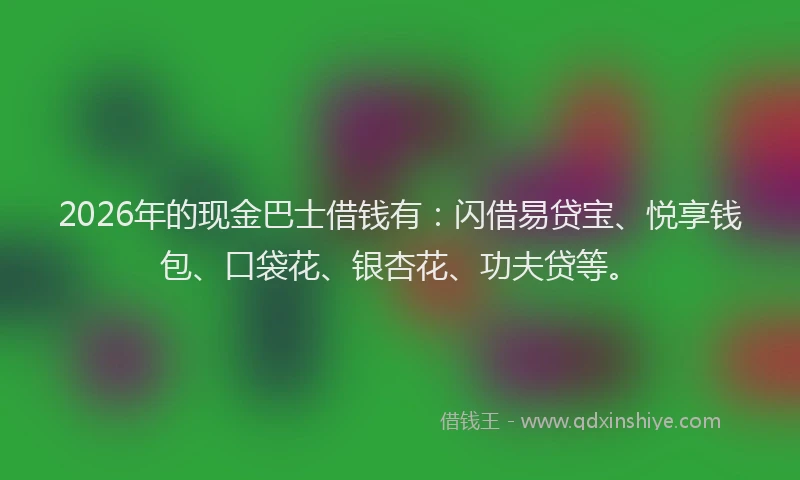 2026年的现金巴士借钱有：闪借易贷宝、悦享钱包、口袋花、银杏花、功夫贷等。