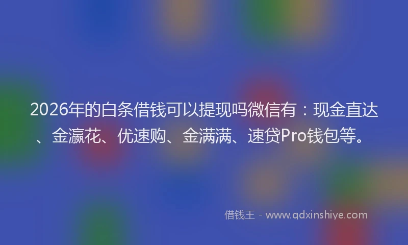 2026年的白条借钱可以提现吗微信有：现金直达、金瀛花、优速购、金满满、速贷Pro钱包等。