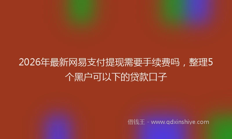 2026年最新网易支付提现需要手续费吗，整理5个黑户可以下的贷款口子