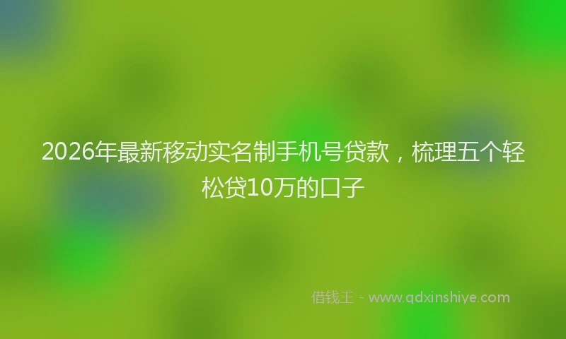 2026年最新移动实名制手机号贷款，梳理五个轻松贷10万的口子