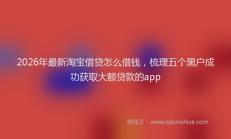 2026年最新淘宝借贷怎么借钱，梳理五个黑户成功获取大额贷款的app
