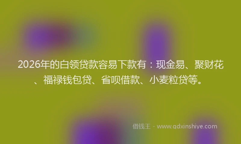 2026年的白领贷款容易下款有：现金易、聚财花、福禄钱包贷、省呗借款、小麦粒贷等。