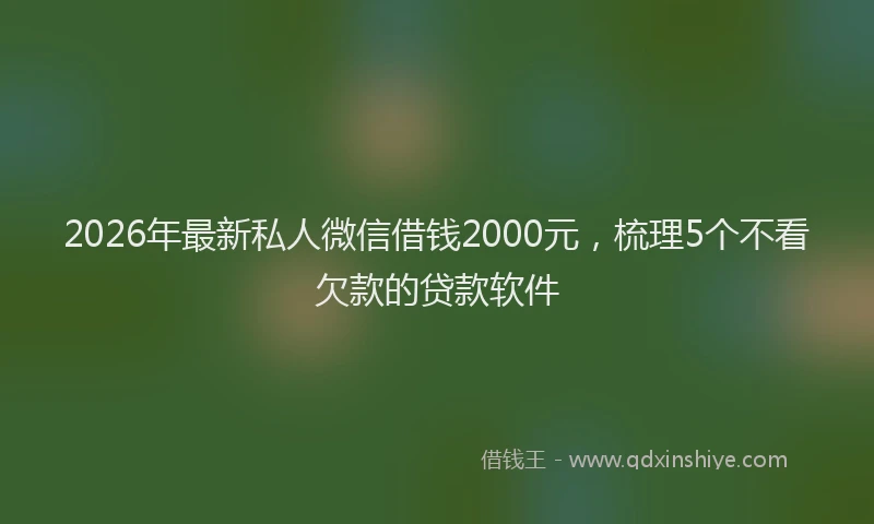 2026年最新私人微信借钱2000元，梳理5个不看欠款的贷款软件