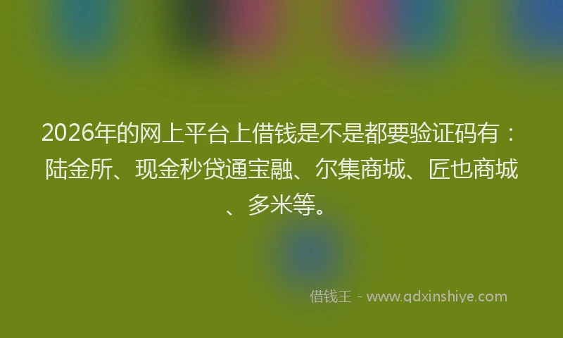 2026年的网上平台上借钱是不是都要验证码有：陆金所、现金秒贷通宝融、尔集商城、匠也商城、多米等。