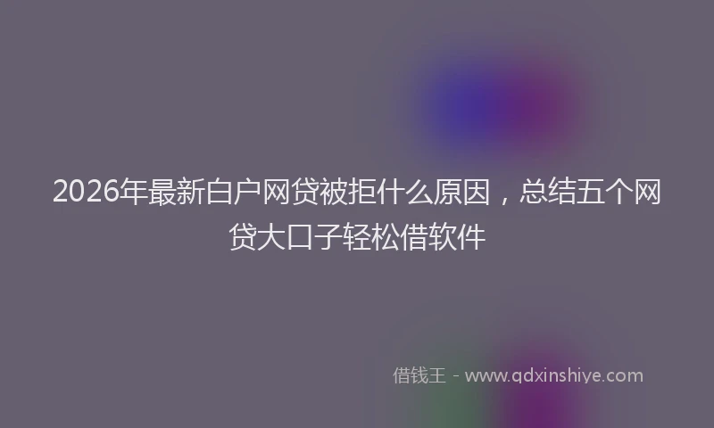 2026年最新白户网贷被拒什么原因，总结五个网贷大口子轻松借软件