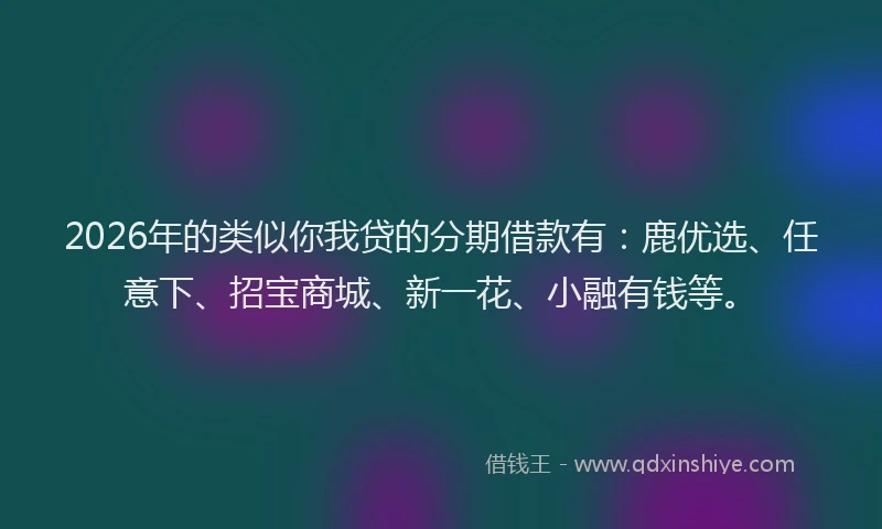 2026年的类似你我贷的分期借款有：鹿优选、任意下、招宝商城、新一花、小融有钱等。