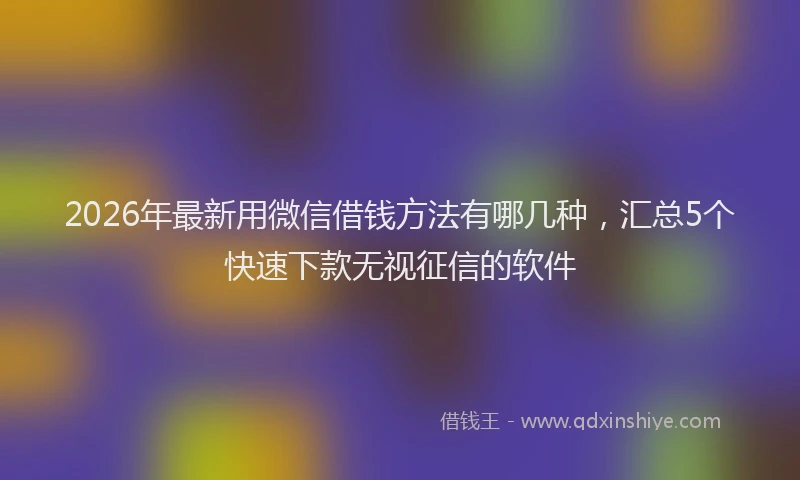 2026年最新用微信借钱方法有哪几种，汇总5个快速下款无视征信的软件