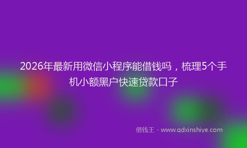 2026年最新用微信小程序能借钱吗，梳理5个手机小额黑户快速贷款口子