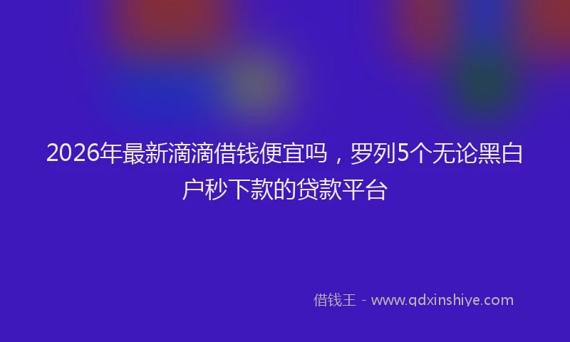2026年最新滴滴借钱便宜吗，罗列5个无论黑白户秒下款的贷款平台