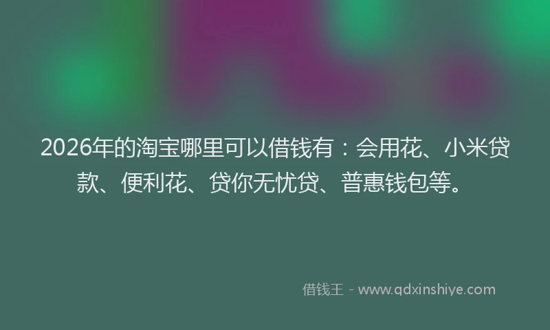 2026年的淘宝哪里可以借钱有：会用花、小米贷款、便利花、贷你无忧贷、普惠钱包等。